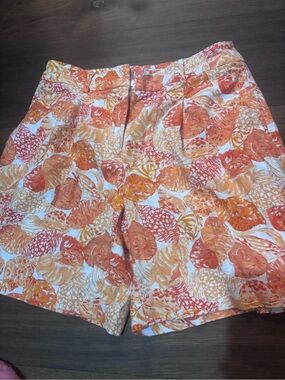 LOFT Orange & White Shell-Print Shorts